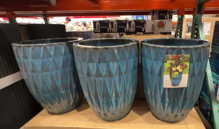 16" BLUE CERAMIC PLANTER