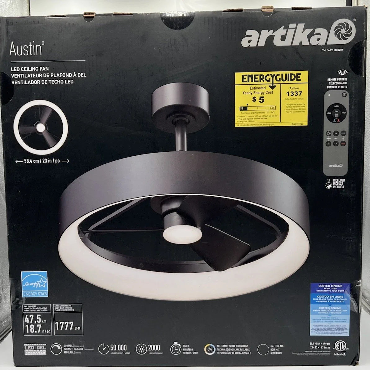 ARTIKA BLACK 23"FANDELIER