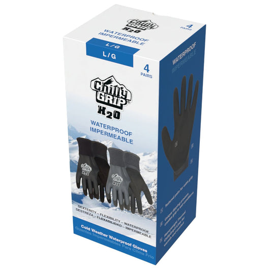 Chilly Grip H2O Waterproof Winter Work Gloves, 4 Pairs