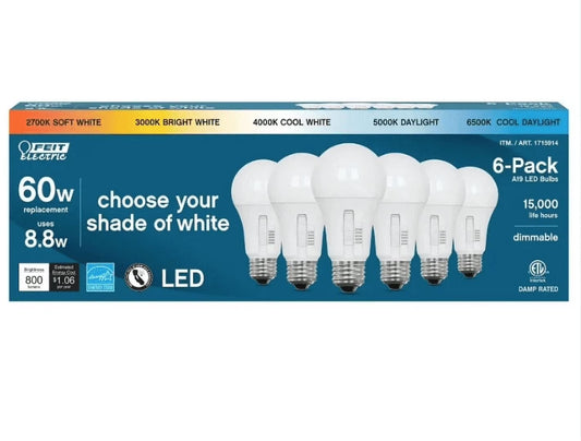 FEIT 60W 5-CCT 6PK