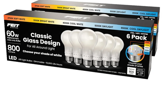 FEIT 60W 5-CCT LED GLASS