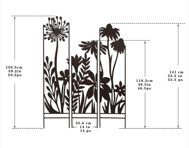 3 PANEL GARDEN MURAL
