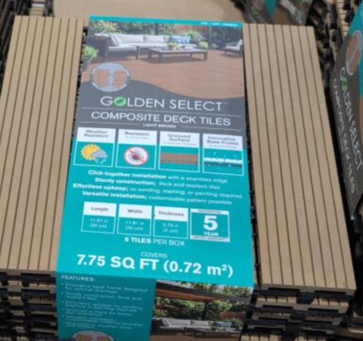 12"X12" GOLDEN DECK TILES